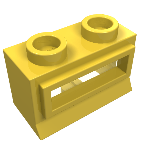 Lego Window 1 x 2 x 1, Short Lip [with Glass] / Yellow