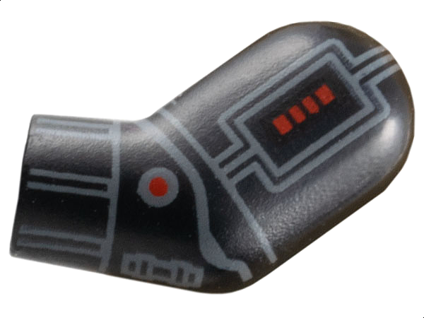 Lego Arm, Left with SW C-3PO Dark Bluish Gray and Red Lines and Shapes Pattern / Black