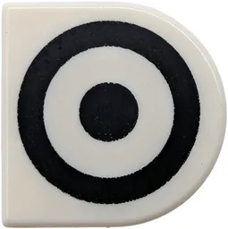 Tile, Round 1 x 1 Half Circle Extended with Black Circle and Dot Pattern
