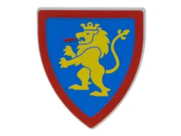 Shield Triangular with Lion Standing Yellow on Blue Background Print