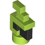 Animal Body Part, Bird, Chicken/Parrot Head Pixelated with Black Eyes and Beak Pattern / Lime