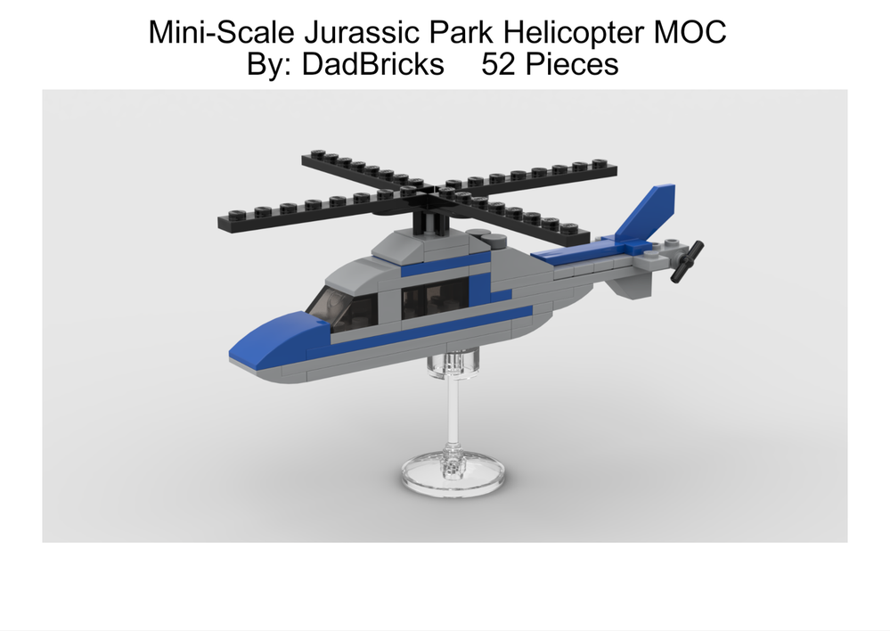 Lego Mini Jurassic Park Helicopter MOC By DadBricks