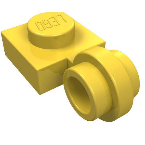 Lego Plate Special 1 x 1 with Clip Light, Bar Hole [Thin Ring] / Yellow