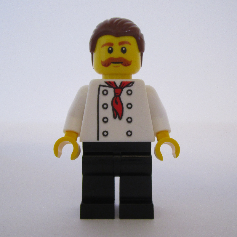 Lego Chef, Red Neckerchief, Black Legs, Reddish Brown Hair, Moustache