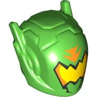 Helmet with Antennae and Yellow Visor, Orange Markings Print / Bright Green