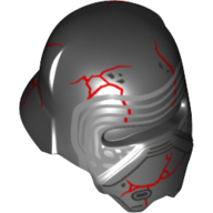 Lego Helmet with Silver Lines, Reds Cracks Print (Kylo Ren) / Black