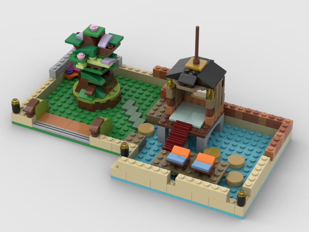Lego Fishing spot near a large tree