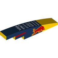 Lego Brick Curved 1 x 6 with Red Bull On Sides, White Sponsors on Dark Blue Background print