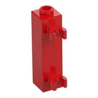 Brick Special 1 x 1 x 3 with 2 Clips Vertical [Hollow Stud, Open O Clips] / Red