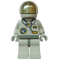 Astronaut, White, Light Gray Hips, Helmet with Large Chrome Gold Visor, Headset