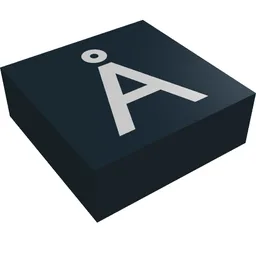 Tile 1 x 1 with Letter Å Print / Black