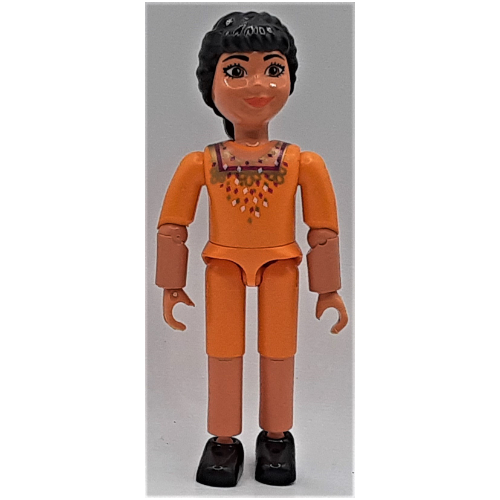 Lego Belville Figure Articulated Elbows, Child, Female, Black Hair, Medium Orange Shorts and Top (Princess Paprika) / [No Color/Any Color]