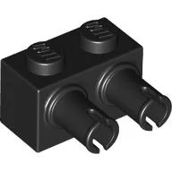 Brick Special 1 x 2 with 2 Pins, Square Pin Holes / Black