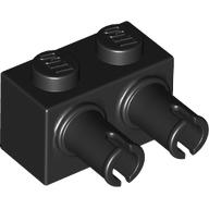 Lego Brick Special 1 x 2 with 2 Pins, Square Pin Holes / Black