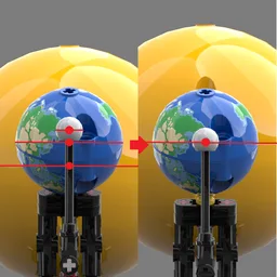 Planet Earth and Moon in Orbit: Vertically Aligned