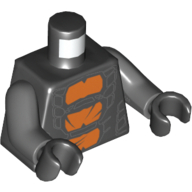 Lego Torso Snake with Orange Scales Print (Bytar), Dark Bluish Gray Arms, Black Hands / Black
