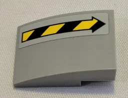 Slope, Curved 3 x 2 with Black and Yellow Danger Stripes Arrow Pattern Model Right Side (Sticker) - Set 21331