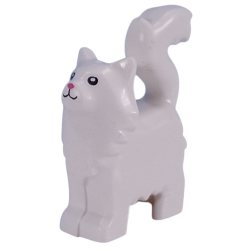 Lego Animal, Cat with Furry Chest, Bright Pink Nose print / White