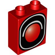 Lego Duplo Brick 1 x 2 x 2 with Traffic Signal Single Print / Red