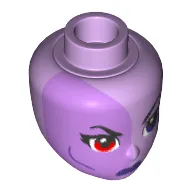 Minidoll Head, Medium Lavender Right Half, Red Right Eye, Dark Purple Left Eye and Lips Print (Eclipso) / Lavender