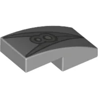 Brick Curved 2 x 1 No Studs with Silver '8' Print / Light Bluish Gray