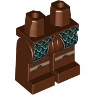 Lego Hips and Reddish Brown Legs with Dark Green and Silver Scale Mail and Gold Print / Reddish Brown