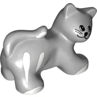 Duplo Animal Cat with White Stripes and Paws Print / Light Bluish Gray
