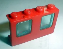 Window 1 x 4 x 2 Plane, Single Top Hole and Double Bottom Holes for Glass with Trans-Light Blue Glass (4863 / 4862)