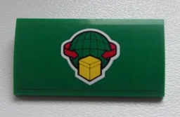 Slope, Curved 2 x 4 x 2/3 with Bottom Tubes with Box and Arrows and Globe Pattern (Sticker) - Set 60020