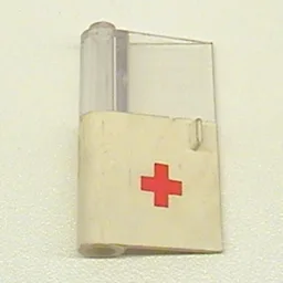 Door 1 x 3 x 4 Left with Window and Red Cross Print, Lower / White