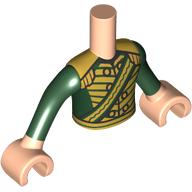 Lego Minidoll Torso Boy with Light Nougat Arms and Hands with Dark Green Uniform, Gold Decorations print / Light Nougat