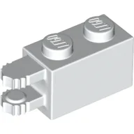 Hinge Brick 1 x 2 Locking with 2 Fingers Horizontal End, 7 Teeth / White