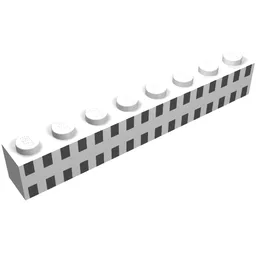 Brick 1 x 8 with 32 Black Squares Print / White