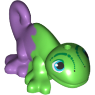 Lego Animal, Chameleon with Blue and Black Eyes and Marbled Medium Lavender Pattern