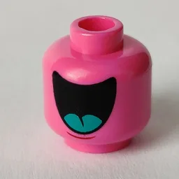 Minifig Head (No Face), Dark Turquoise Tongue, Big Mouth / Small Mouth Print / Dark Pink