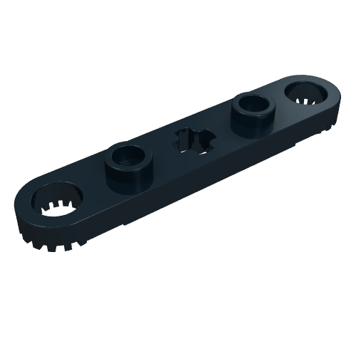 Lego Technic Plate 1 x 5 with Toothed Ends, 2 Studs and Center Axle Hole / Black