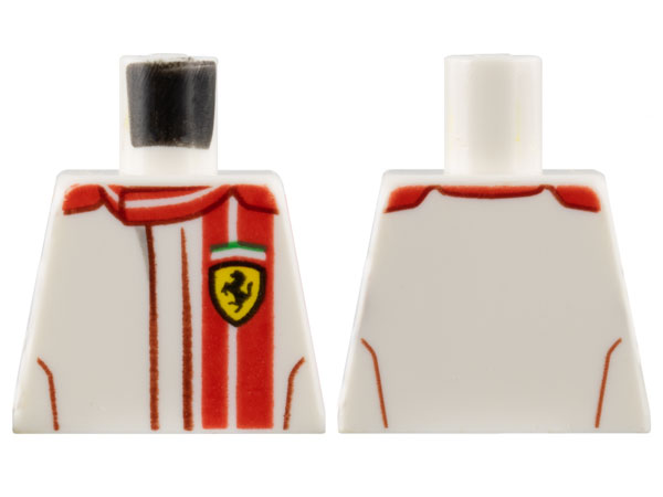 Lego Torso Speed Champions with Red Stripes and Ferrari Logo Pattern
