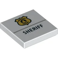Tile 2 x 2 with Sheriff and Badge Print / White