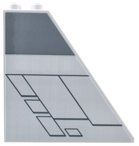 Lego Slope 55 6 x 1 x 5 with Bottom Stud Holders with Dark Bluish Gray Wide Stripe and Diagonal Panels Pattern Model Left Side (Sticker) - Set 75367