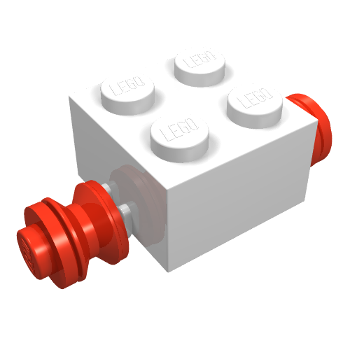 Lego Brick Special 2 x 2 [Red Wheels for Dually Tire] / White
