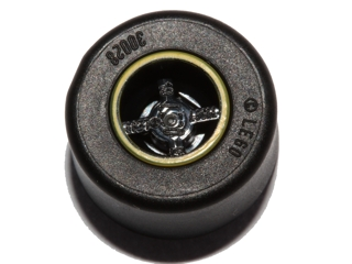 Lego Wheel 8mm D. x 9mm for Slicks, Hole Notched for Wheels Holder Pin, Reinforced Back with Yellow Rim Edge Pattern with Black Tire 14mm D. x 9mm Smooth Small Wide Slick (74967pb01 / 30028)