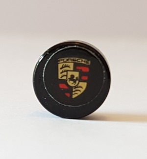 Lego Tile, Round 1 x 1 with Porsche Logo Pattern (Sticker) - Set 42056