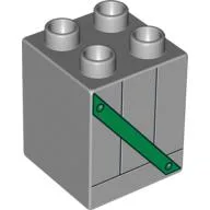 Duplo Brick 2 x 2 x 2 with Green Girder Print / Light Bluish Gray