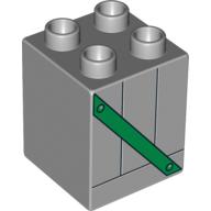 Lego Duplo Brick 2 x 2 x 2 with Green Girder Print / Light Bluish Gray