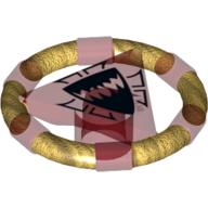 Lego Ring with Centre Triangle with Gold Bands and Shark Print [Atlantis Key]