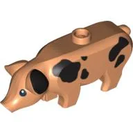 Animal, Pig, Large with Black Spots and Ear Print / Nougat