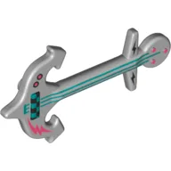 Musical Instrument Guitar, Anchor, with Dark Azure Strings and Coral Lightning Bolt Print / Light Bluish Gray