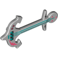 Lego Musical Instrument Guitar, Anchor, with Dark Azure Strings and Coral Lightning Bolt Print / Light Bluish Gray