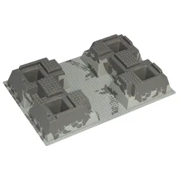 Baseplate Raised 32 x 48 x 6 with 4 Corner Pits and Dark Gray Rock Print / Light Gray