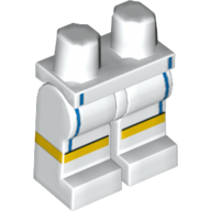 Lego Hips and White Legs with Yellow Stripe and Blue Vertical Lines Print / White